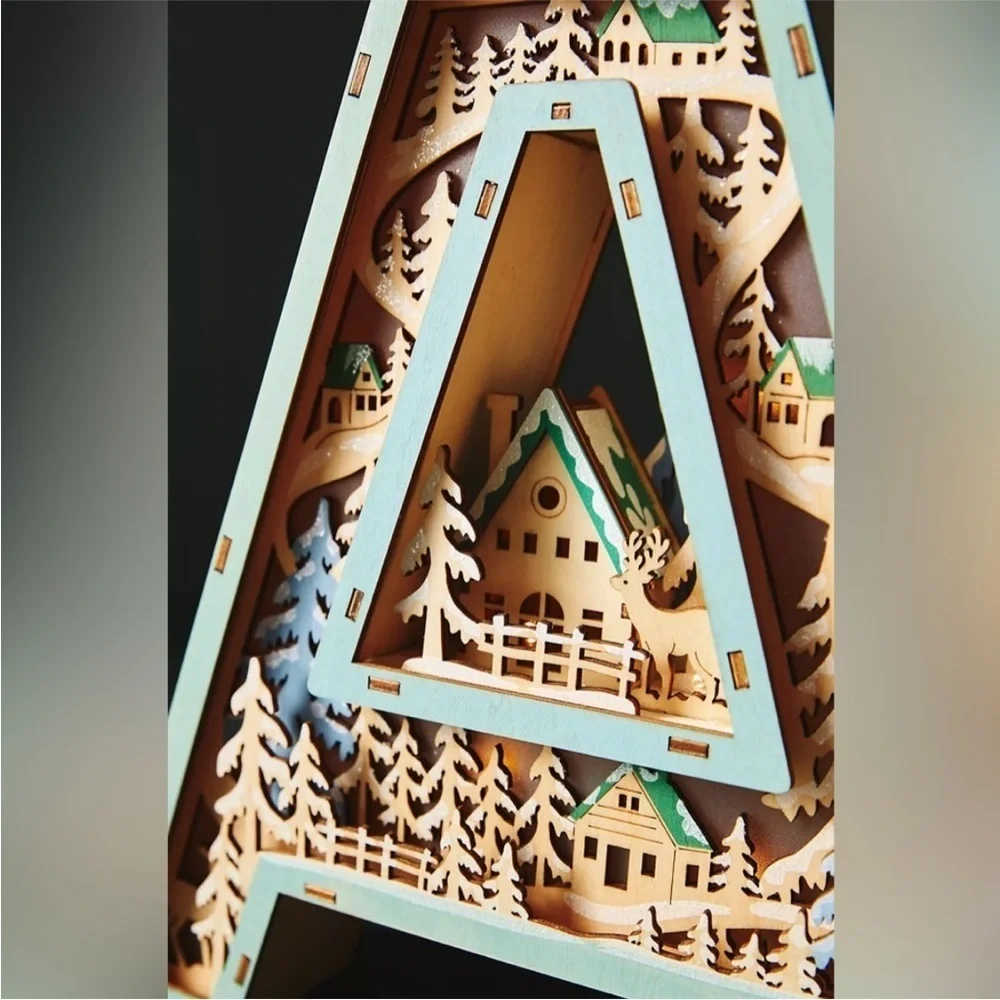 Anthropologie Monogram Wonderland Light Up Scene  Letter A NIB